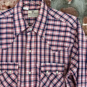 VTG Dee Cee DC Brand Made in USA Mens Pearl Snap LS Shirt 16 35 Size L